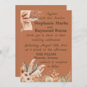 Rustic-Boho Florales & Plumes Invitations de maria (Devant / Derrière)