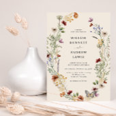 Rustic Boho Flowers Wedding Kaart