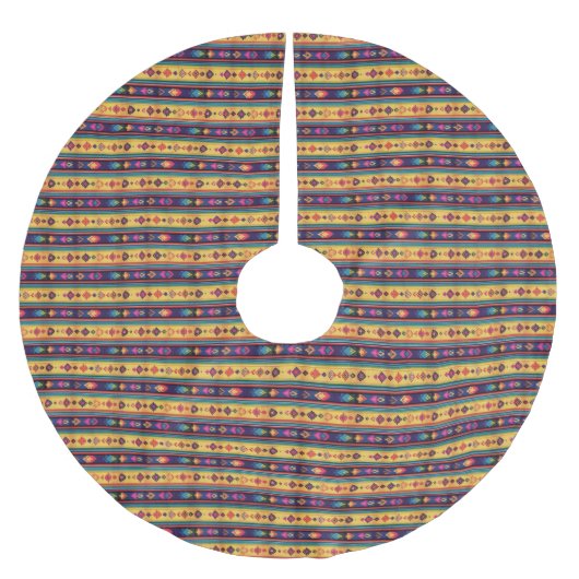 Rustic Boho Folk Art Diamond Pattern Kerstboom Rok (Voorkant)