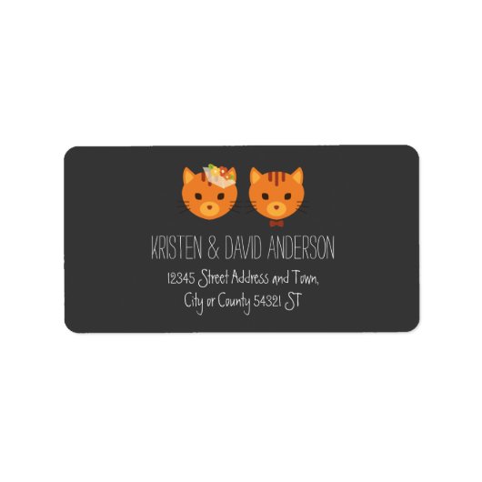 Rustic Boho Forest Cats Wedding Invitation Etiket (Voorkant)