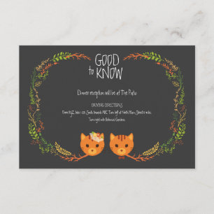 Rustic Boho Forest Cats Wedding Invitation Informatiekaartje