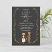 Rustic Boho Forest Cats Wedding Invitation Kaart (Staand voorkant)