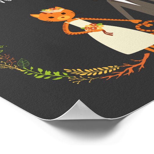 Rustic Boho Forest Cats Wedding Invitation Poster (Hoek)