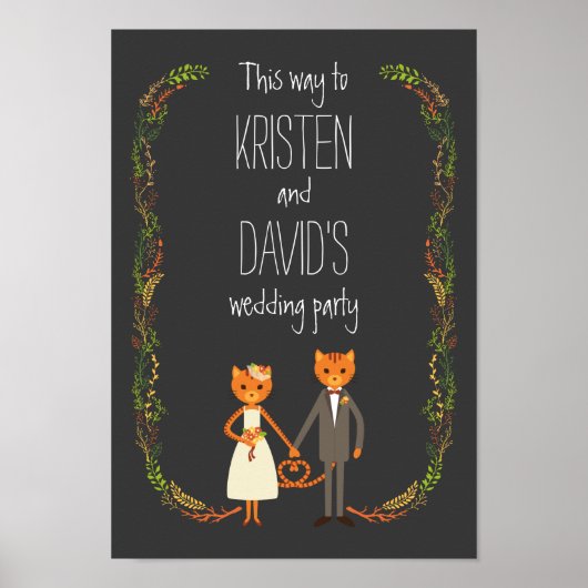 Rustic Boho Forest Cats Wedding Invitation Poster (Voorkant)