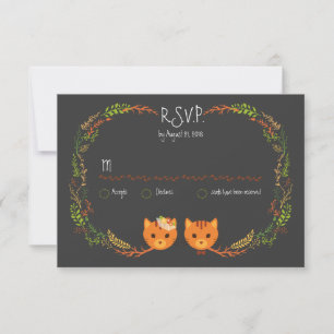 Rustic Boho Forest Cats Wedding Invitation RSVP Kaartje