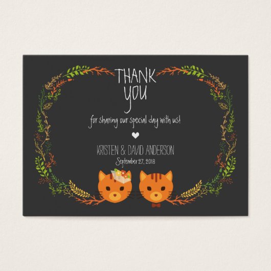 Rustic Boho Forest Cats Wedding Invitation Visitekaartjes (Voorkant)