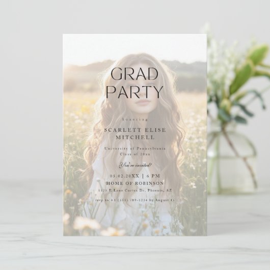 Rustic Boho Frosted Master Photo Afstudeerder Part Kaart (Staand voorkant)