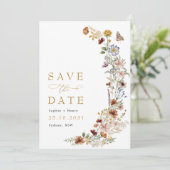Rustic Boho Garden Flowers Wedding Save the Date Kaart (Staand voorkant)