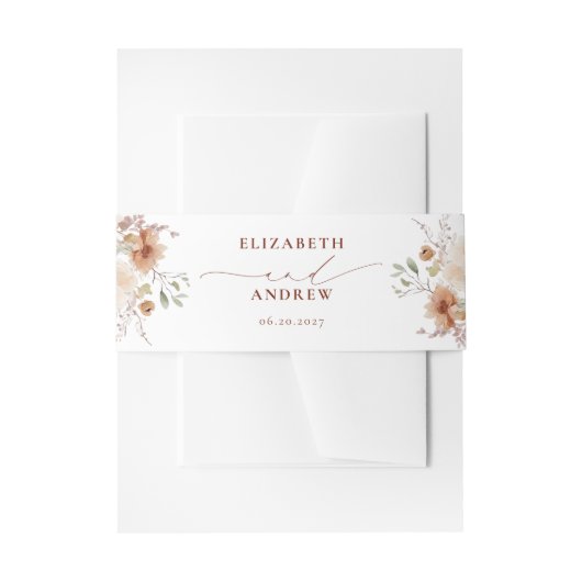 Rustic Boho Garden Flowers Wedding Uitnodigingen Wikkel (Voorkant Voorbeeld)