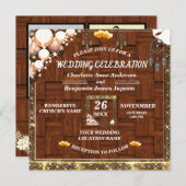 Rustic Boho Golden Glitter Dream Catcher Wedding Kaart (Voorkant / Achterkant)