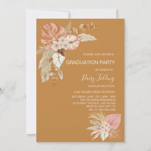 Rustic Boho Graduation Photo Party Invitation (Dos)