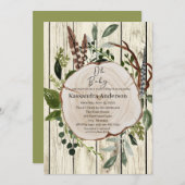 Rustic Boho Greenery Baby shower Kaart (Voorkant / Achterkant)