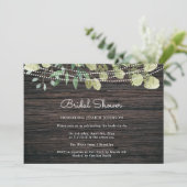 Rustic Boho Greenery Wood Bridal Shower Kaart (Staand voorkant)
