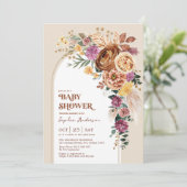 Rustic Boho Herfst Garden Floral Baby shower Kaart (Staand voorkant)