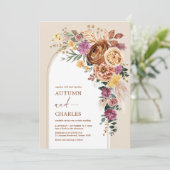 Rustic Boho Herfst Garden Floral Wedding Kaart (Staand voorkant)