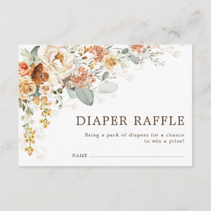 Rustic Boho Herfst verbrand Oranje Floral diaper R Informatiekaartje