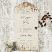 Rustic Boho Herfst Wildbloemen Tan Dinner All In One Uitnodiging