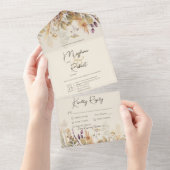 Rustic Boho Herfst Wildbloemen Tan Dinner All In One Uitnodiging (Afscheurbaar)