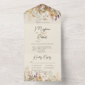 Rustic Boho Herfst Wildbloemen Tan Dinner All In One Uitnodiging (Binnen)