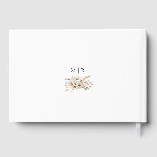 Rustic Boho Ivory Floral Mariage Livre d'invité (Verso)