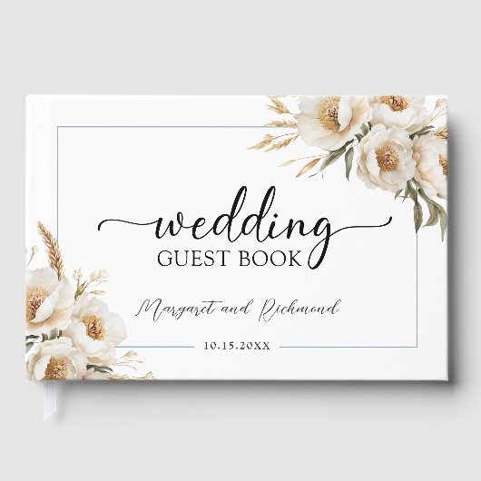 Rustic Boho Ivory Floral Mariage Livre d'invité (Recto)