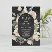 Rustic Boho Ivory Rozen Sage Black Vrijgezellenfee Kaart (Staand voorkant)