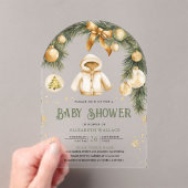 Rustic Boho Jacket Winter Christmas Baby shower Acryl Uitnodigingen (Insitu (Draagbaar))