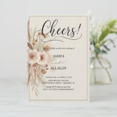 Rustic Boho juicht neutrale bloemen uitnodiging (Staand voorkant)