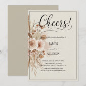 Rustic Boho juicht neutrale bloemen uitnodiging (Voorkant / Achterkant)