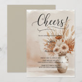 Rustic Boho juicht neutrale bloemen uitnodiging (Voorkant / Achterkant)