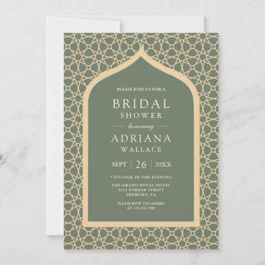 Rustic Boho Lattice Arch Sage Green Vrijgezellenfe Kaart (Voorkant)