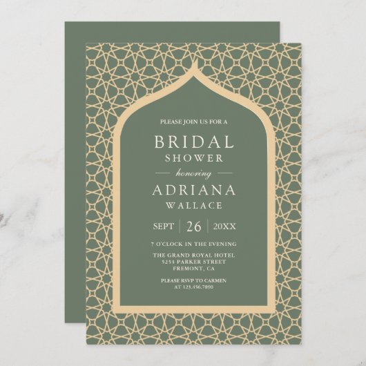 Rustic Boho Lattice Arch Sage Green Vrijgezellenfe Kaart (Voorkant / Achterkant)