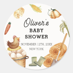 Rustic Boho Lokaal geteeld Boerderij Kip Baby show Ronde Sticker
