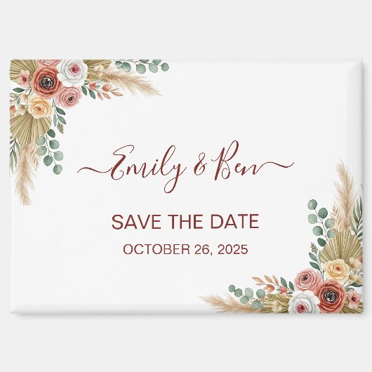 Rustic Boho Magnet Save the Date (Recto)