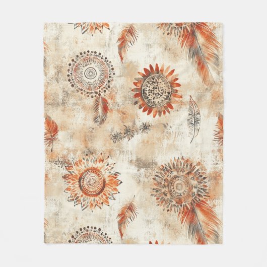 Rustic Boho Mandala Art Fleece Deken (Voorkant)