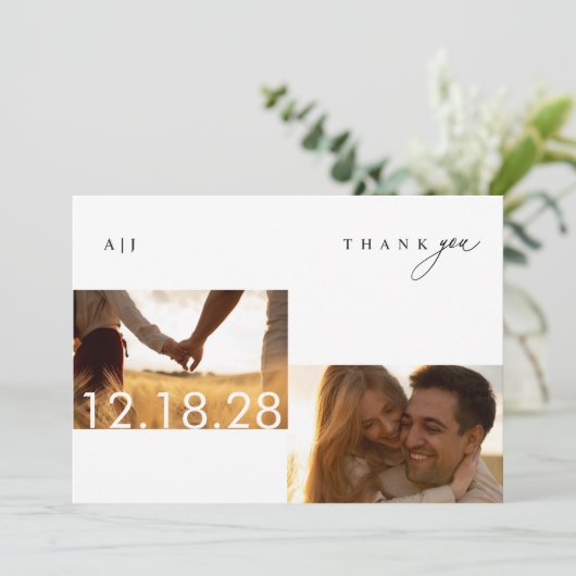 Rustic Boho Mariage photo Carte de remerciements (Debout devant)