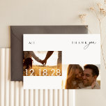 Rustic Boho Mariage photo Carte de remerciements<br><div class="desc">Voici le Rustic Boho Photo Mariage Carte de remerciements, un mélange parfait d'élégance et de gratitude sincère. Cette carte recto verso présente un beau collage photo, capturant l'essence de votre journée spéciale avec le charme rustique et le flair boho. Le design minimaliste noir et blanc est à la fois tendance...</div>