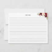 Rustic Boho Marsala Burgundy Floral Recipe Kaarten (Achterkant)