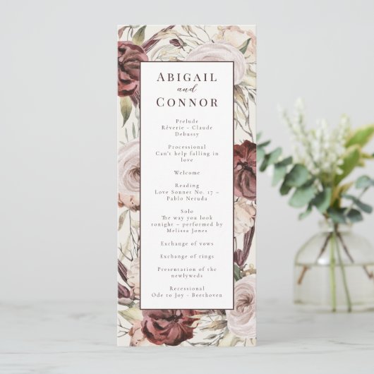 Rustic Boho Marsala Cream Floral Programma (Staand voorkant)