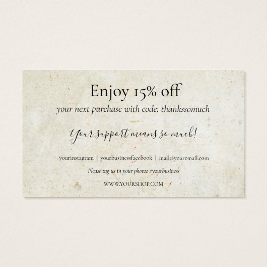Rustic Boho Merci Carte de réduction (Dos)