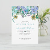 Rustic Boho Mint Green Blue Floral 30th Birthday Kaart (Staand voorkant)