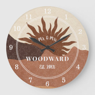 Rustic Boho Monogrammed Wedding Pas getrouwd Grote Klok