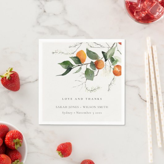 Rustic Boho Oranje Blossom Botanical Wedding Servet (Insitu)