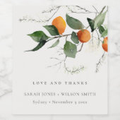 Rustic Boho Oranje Blossom Botanical Wedding Wijn Etiket (Enkel label)