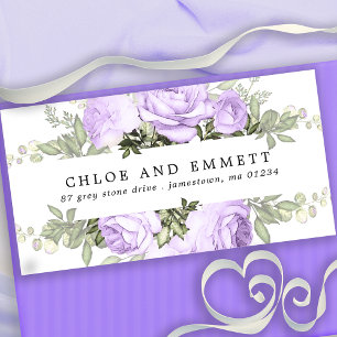 Rustic Boho Paars Roos Floral Adres Etiket