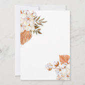 Rustic Boho Pampas Dried Palm Afstuderen Kaart (Achterkant)