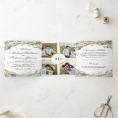 Rustic Boho Pampas Eucalyptus Wreath Weddenschap Drieluik Uitnodiging (Binnen)