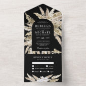 Rustic Boho Pampas Grass Black Arch Wedding All In One Uitnodiging (Binnen)