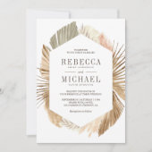 Rustic Boho Pampas Grass Dried Palm Leaves Wedding Kaart (Voorkant)