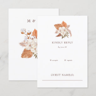 Rustic Boho Pampas Grass Floral Woede RSVP Kaartje